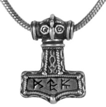 Alchemy Gothic Bindrune Thor&#39;s Hammer Viking Mjolnir Pendant Runes Necklace P338 - £23.55 GBP