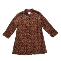 Monika Turtle Cameo Jacket Women&#39;s Small Button Down Lined Floral Brown ... - $69.48