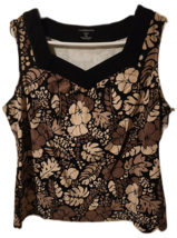 Croft &amp; Barrow Tank Top Shirt Women&#39;s Size XL Black Floral Summer Stretch Top - £10.39 GBP