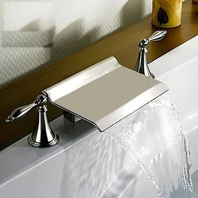 Kokols Double Lever Handle Roman Waterfall Bath Tub Faucet Trim Brushed Nickel - $147.01