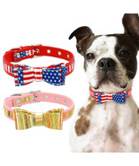 Small Dog Bow Tie Collar US Flag Soft Padded for Pet Puppy Cat Yorkshire Pug S-L - £9.63 GBP