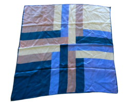 Vtg Blue White &amp; Purple Geometric Print Ladies Scarf Beautiful Color Acc... - $14.99