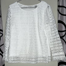 Draper’s &amp; Damon’s crocheted lace blouse, size petite, medium - £10.71 GBP
