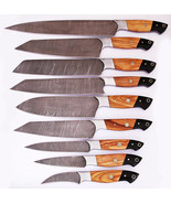 9 pcs Custom Handmade high quality Damascus Steel Kitchen Knives Set wit... - £148.59 GBP