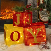 Set Of 3 Christmas Lighted Gift Boxes, Pre-Lit 60 Led Light Up Joy Present Boxes - £44.22 GBP