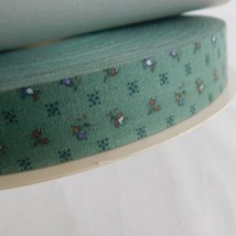 Offray Creative Craft Floral Fabric Cloth Ribbon 7/8&quot; Wd x 100 Yds Cotton Green - £7.79 GBP