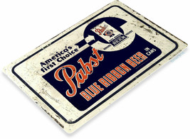 Pabst Beer Can Choice Logo Retro Wall Decor Bar Man Cave Large Metal Tin... - £15.68 GBP