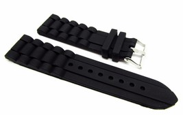 22mm Black Silicone Rubber Replacement Diver Watch Band Strap for Men and Women - £14.22 GBP