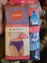 Hanes Tagless Cotton Hi-Cuts 6-Pack Size 8 Ultra Plush Wicking Cool Comfort - A6 - £15.65 GBP