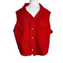 Vintage Watch LA Womens Size 3XL Bright Red Denim Vest Cotton USA Button... - £14.86 GBP