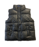 Marc New York Women Puffer Vest Black Faux Leather Pockets Full-Zip Size L - £24.11 GBP