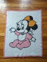 Baby Minnie Mouse Pink Throw Blanket 1984 Biederlack USA Walt Disney Vintage - £31.53 GBP