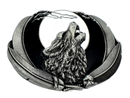 Gürtelschnalle Howling Wolf Moon Feathers Fenrir für 40mm Gürtel Pagan... - $28.23