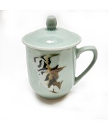 Chinese Celadon Porcelain Green Covered Tea Coffee Mug Angel Fish 1960&#39;s... - $456.34 MXN