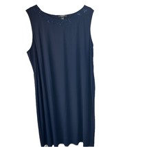 R&amp;M Richards Woman Navy Blue Sleeveless Dress 22W Lace Sequin Neckline Plus - $403.35 MXN