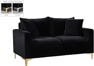Naomi Collection Loveseat With Stainless Modern | Contemporary Velvet Up... - $1,202.99