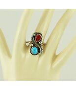 1970s Authentic Navajo Begay Crafted Silver Turquoise Cab Coral Shell St... - $84.95