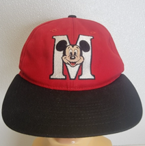 Vintage Walt Disney Mickey Mouse M Goofys Hat Co Snapback YOUTH Cap Red Black - $12.86