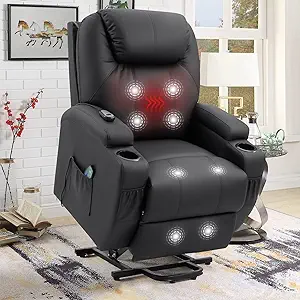 Power Lift Recliner Chair With Massage And Heating Functions, Pu Leather... - $727.99