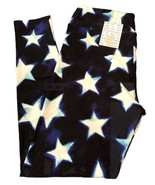 NEW LuLaRoe TC (12–8) American Patriotic Black Blue White Teal Star Legg... - $24.74