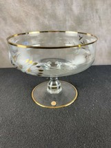 Vintage Romanian Handcrafted Painted Gold Trim  Crystal Pedestal Serving Bowl - £35.50 GBP