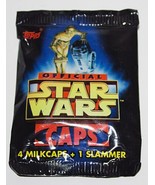 Official Star Wars Caps Pog 1 FACTORY SEALED 4 MilkCap + Slammer Pack 19... - £3.19 GBP
