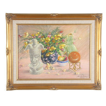&quot; Peint Vase Avec / Fleurs &quot; Par Anthony Sidoni 2000 Signée Huile sur Toile - $2,884.75