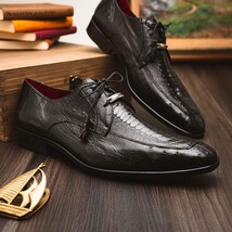 Andretti Genuine Ostrich Leg Dress Derby's Shoes Black image 6