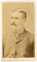 CIRCA 1870&#39;S CDV Handsome Strong Man With Mustache Wearing Coat Abbott Henry, IL - £9.66 GBP
