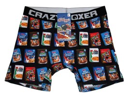 CRAZY BOXER Colorful Kellogg&#39;s Varied Cereal Boxes Black Boxer Briefs Me... - $17.99