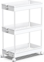 Spacekeeper Storage Rolling Cart, 3 Tier Laundry Room Organization, White. - $32.95