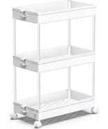Spacekeeper Storage Rolling Cart, 3 Tier Laundry Room Organization, White. - $38.99