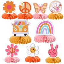 9 Pcs Hippie Party Honeycomb Table Centerpiece Peace Sign Hand Butterfly Dasiy F - $16.99