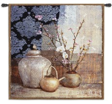 53x53 Asian Still Life Floral Tapestry Wall Hanging - £140.17 GBP