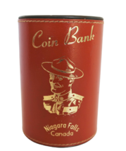 Vintage Leather Coin Bank Niagara Falls Canada Souvenir RCMP Mounty Design  - $24.99