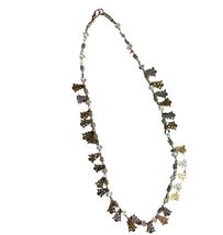 Vintage Silver Tone Christmas Necklace Cutout Trees Dangle Clear Beads 13” - €16,92 EUR