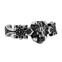 Royal Lion Bracelet Large Silver Stainless Steel Medieval Gothic Cross Cuff - £34.00 GBP