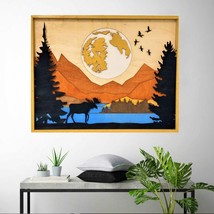 Wall Art Decor Moose Walking in the Forest - £135.91 GBP