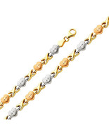14K Tri-Color Gold Diamond-Cut Heart Stampato Bracelet - $603.14 CAD