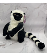 Ring Tail Sitting Lemur Stuffed Animal White  &amp; Black Realistic Plush 8.5&quot; - $9.70