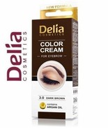 DELIA HENNA CREAM Dark Brown Eyebrow Professional Colour Tint Kit Set 15ml  - $4.94