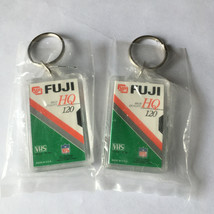 Vintage FUJI brand VHS HQ 120 shape keychain rings advertising promotional item  - $21.73