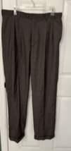 Roundtree &amp; Yorke Brown Check Pleated  Dress Pants  Men&#39;s Size 36 x 32 - £12.38 GBP