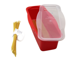 BPA-Free Non-Stick Microwave Pasta Cooker Red with Portioning Tool Easy Meals - £13.30 GBP