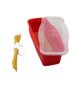 BPA-Free Non-Stick Microwave Pasta Cooker Red with Portioning Tool Easy ... - $23.00 CAD