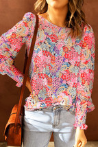 Floral Print Long Puff Sleeve Blouse - $26.88+
