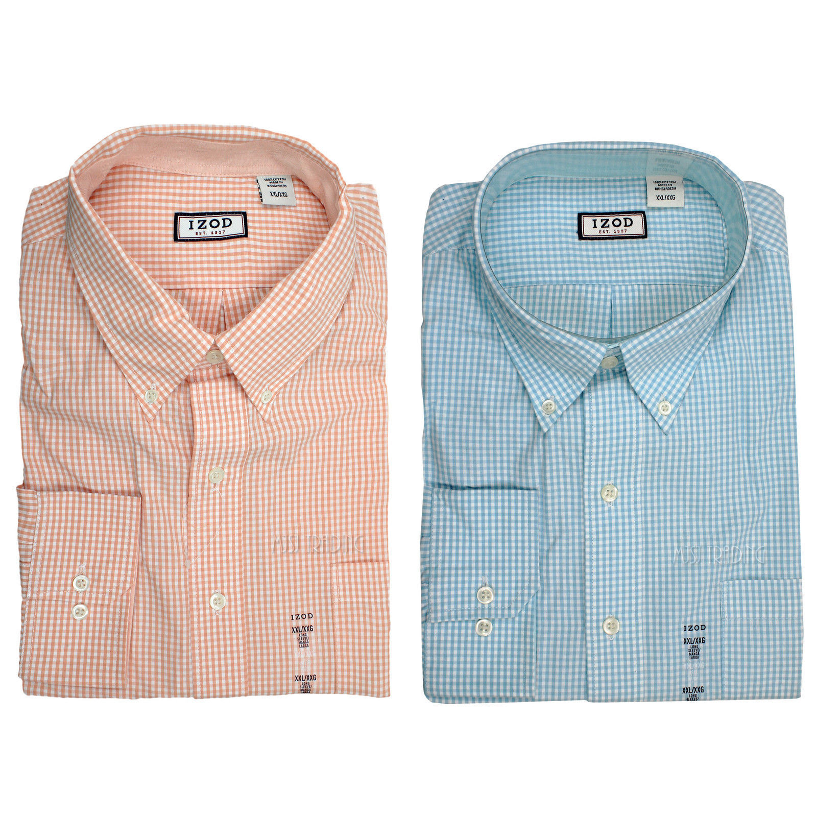 Primary image for NWT IZOD Men Long Sleeve Gingham Plaid Shirt Soft 100% Cotton Size 2XL XXL $55