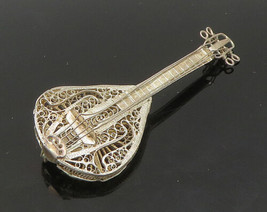 925 Sterling Silver - Vintage Antique Filigree Swirl Banjo Brooch Pin - BP9276 - £37.20 GBP