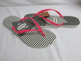 Havaianas 11 To 12 Slim Graphic White Flip Flops Sandals New Womens Shoes NWOB - £54.60 GBP