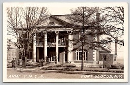 Fort Slocum NY Army YMCA Soldiers Posing For Photo RPPC c1940 Postcard Y25 - £11.92 GBP
